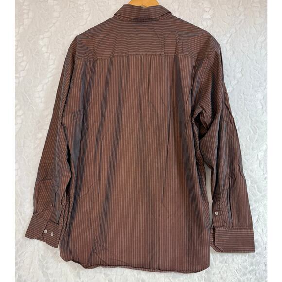 Bugatchi Brown Stripe Blue Iridescent Chameleon Color-Shift Button Down Shirt L - Picture 8 of 12